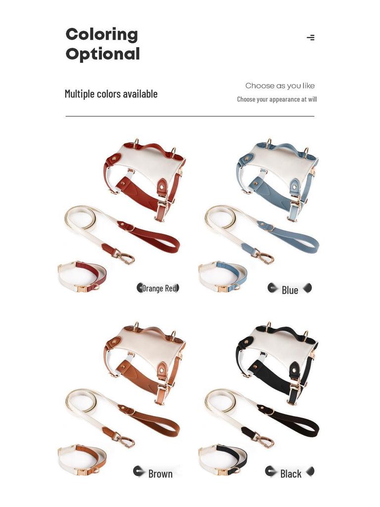 Luxury Leather Pet Harness & Leash Set for Medium & Large Dogs