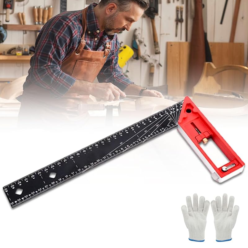 Tooltekt 16  угольник для деревообработки, прецизионный угольник, точный угольник 12/16 дюймов, для измерения, черчения (Черный-12  ) Red-12