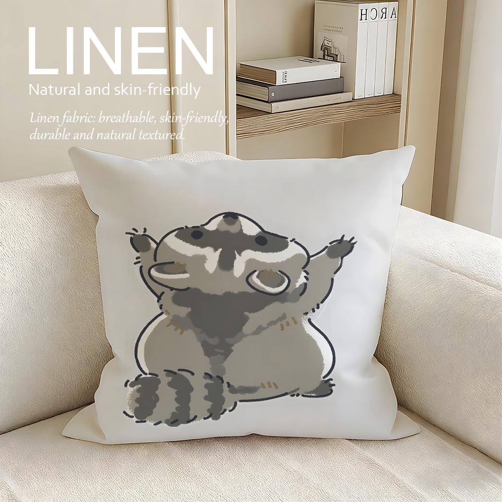 Cute Little Raccoon Cushion Cover Pillowcase Set Pcs x x Breathable Washable Sofa Cushion Cover