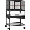 Bird Cage with Bottom Shelf, Removable Tray and Grid, Steel and PP, 48x46x83 cm, Black