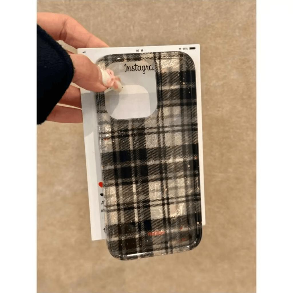 Black and White Plaid for IPhone16 Promax Glacier 15 Mobile Phone Case for Apple 14 Plaid for IPhone 13 Anti-fall 12