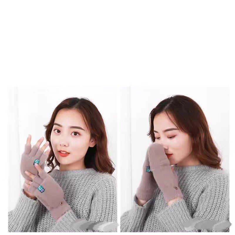 Plush Fingerless Gloves Female Winter Soft Warm Student Women Flip Gloves Outdoor Writing Gloves Thickened Cold Protection