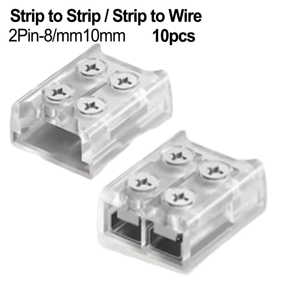 10Pcs 2P 8MM 10MM LED Strip Connector Screw Fixing Connection Connector Terminal LED Solder Fre Connector Cable Accessories