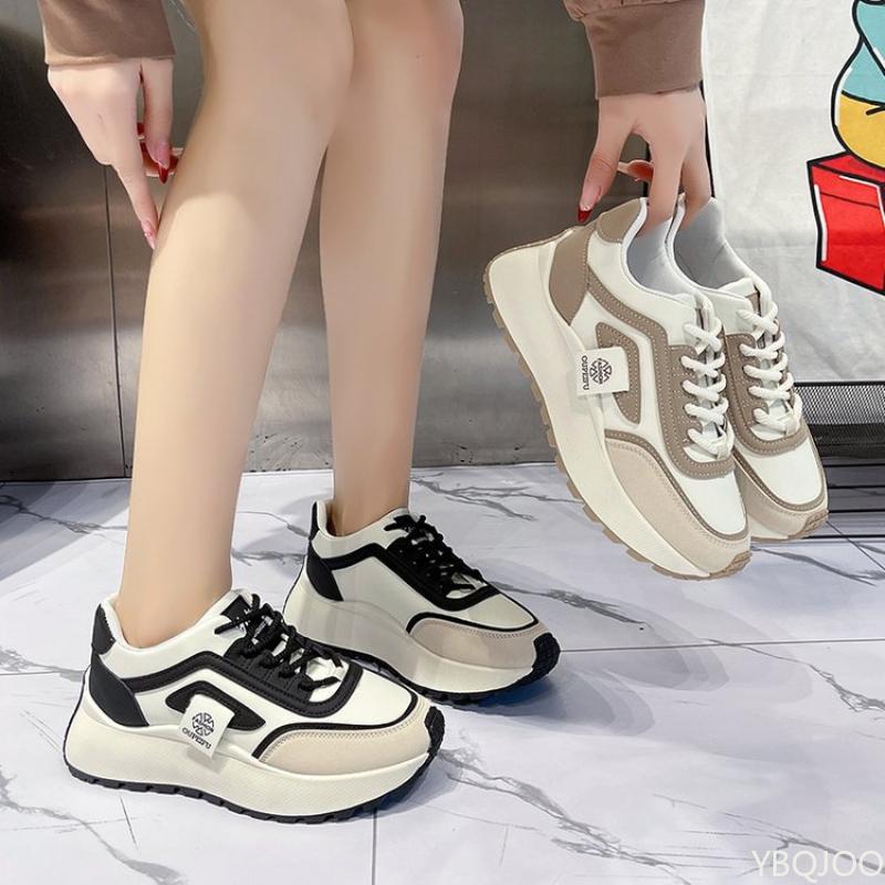Mode 2025 Damen Schuhe mit dicker Sohle Mode Street Schnürschuh Lässige vielseitige farblich abgesetzte Sneakers Damen rutschfeste Laufschuhe