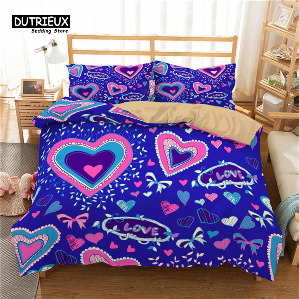 Golden Rose Floral Bedding Set Queen Romantic Style Fairy Girl Heart Duvet Cover Set Valentine'S Day Microfiber Comforter Cover