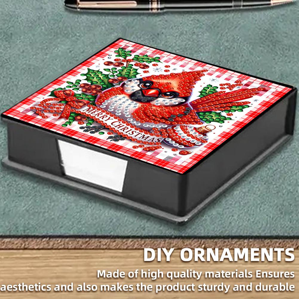 5D DIY PU Cardinal Diamond Painting Notecard Box Gem Art Sticky Note Holder