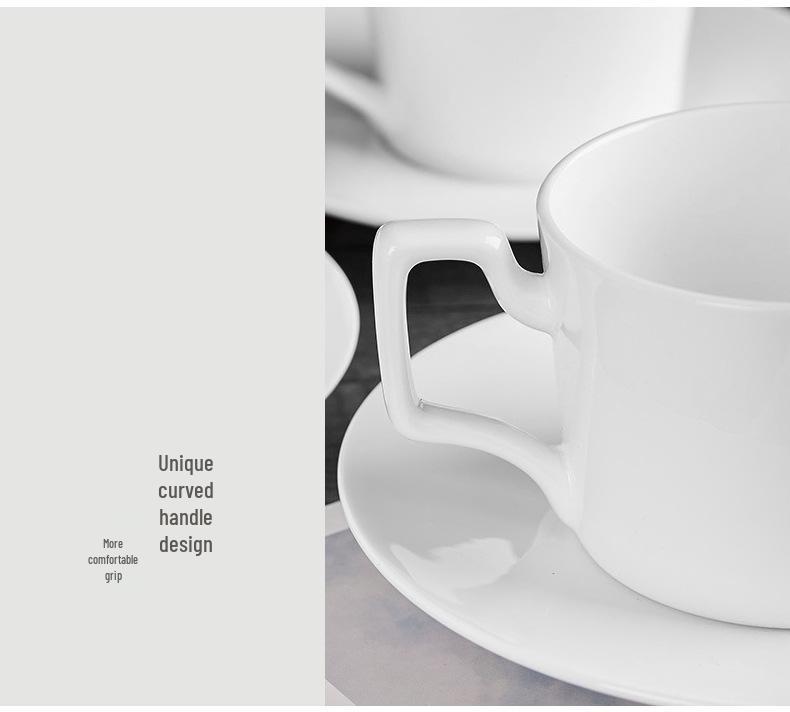 Nordic Style Bone China Coffee Set - Gold Trimmed Butterfly Design Cups (White).