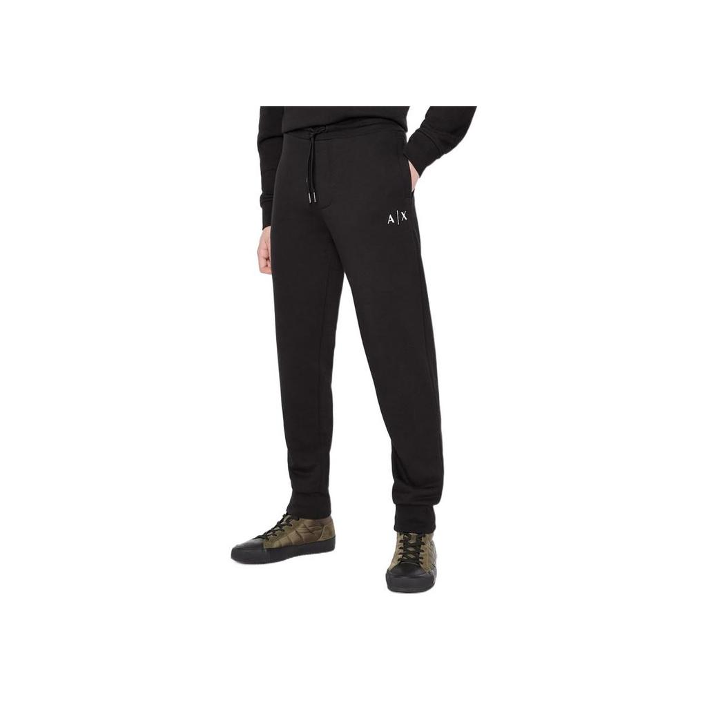 Armani Exchange FW22 Solid Mid-Waist Drawstring Cuffed Knit Joggers Men bottoms Black 6LZPAC-ZJBXZ-1200