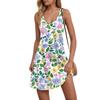 Women's Casual Botanical Floral Print V-Neck Tank Sleeveless Dress Pockets Beach Dress