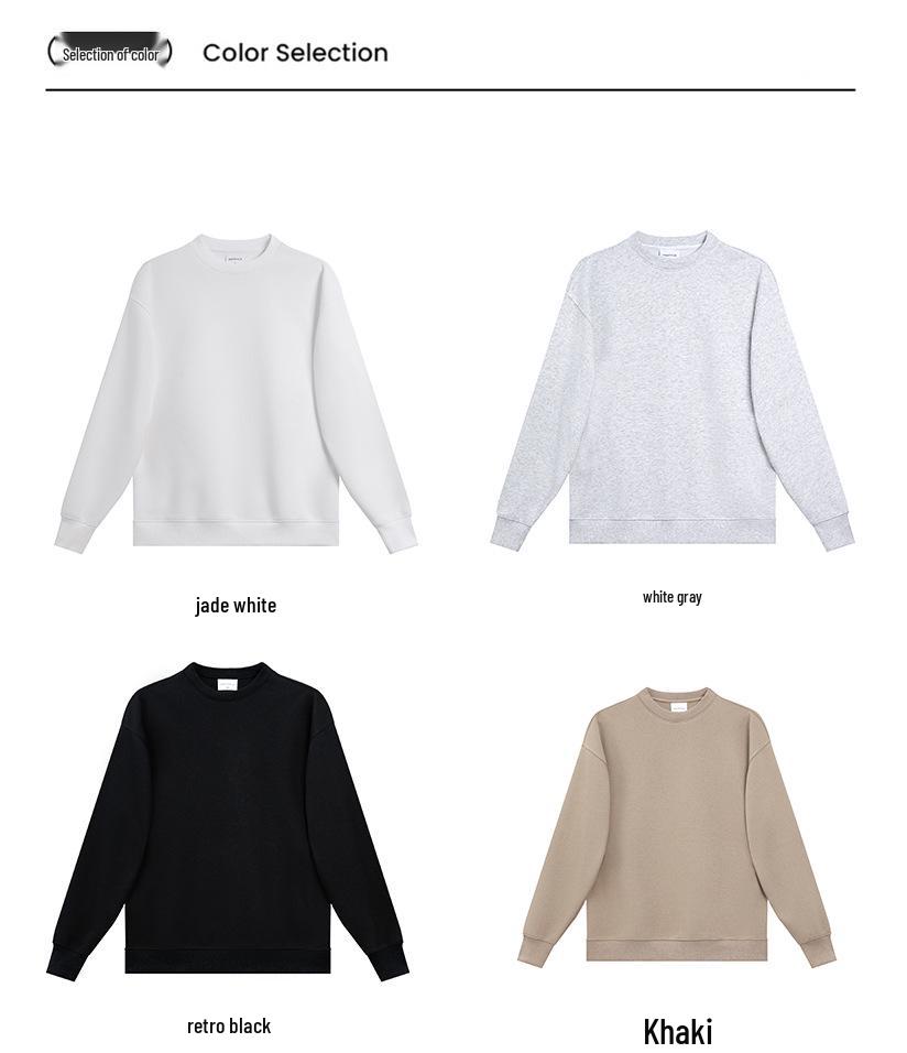 Japanese Heavyweight Cotton Blend Unisex Sweatshirt - Trendy Round Neck, Drop Shoulder, Loose Fit, Casual Versatile Top