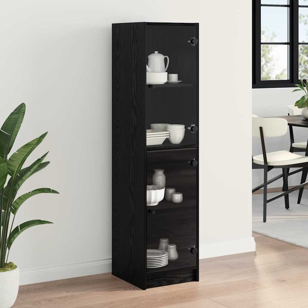 Highboard Black Oak Effect 35 x 37 x 142 cm Engineered Wood