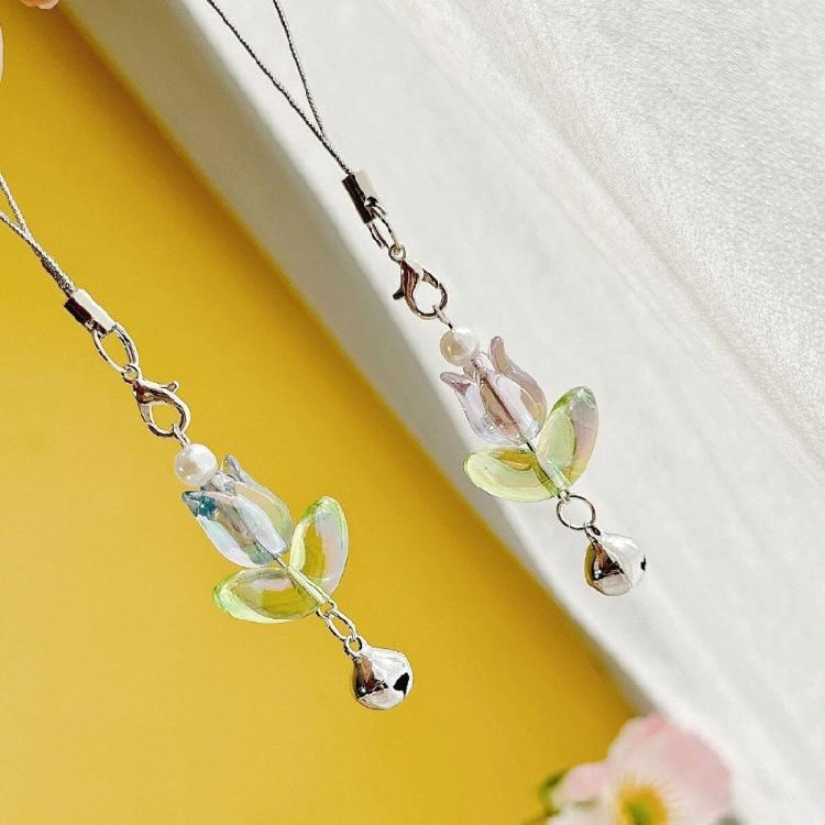 Tulips Flower Bell Hangings Pendant Phone Strap Cute Bag Decoration for Girls