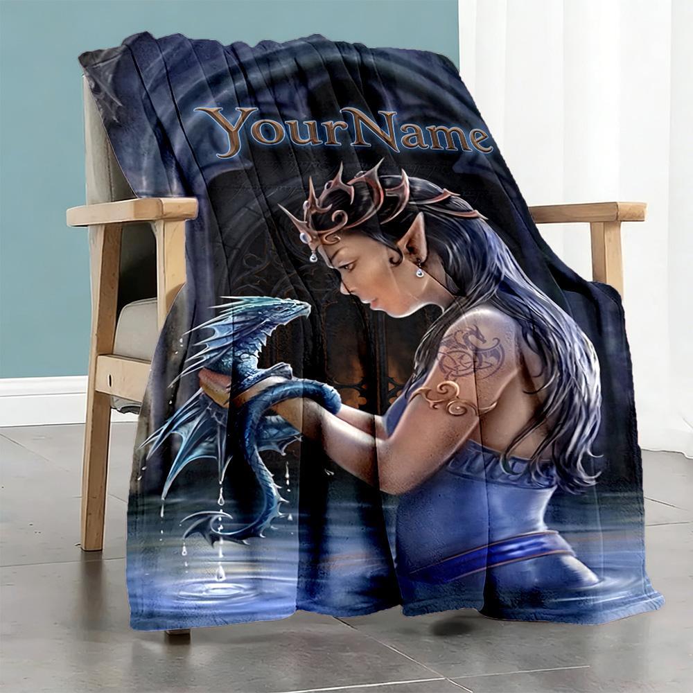 Gothic Illustrations Personalized Text Blanket Multi-purpose Customizable Blanket Durable Comfort Great for Office Picnics Living Room Bedding