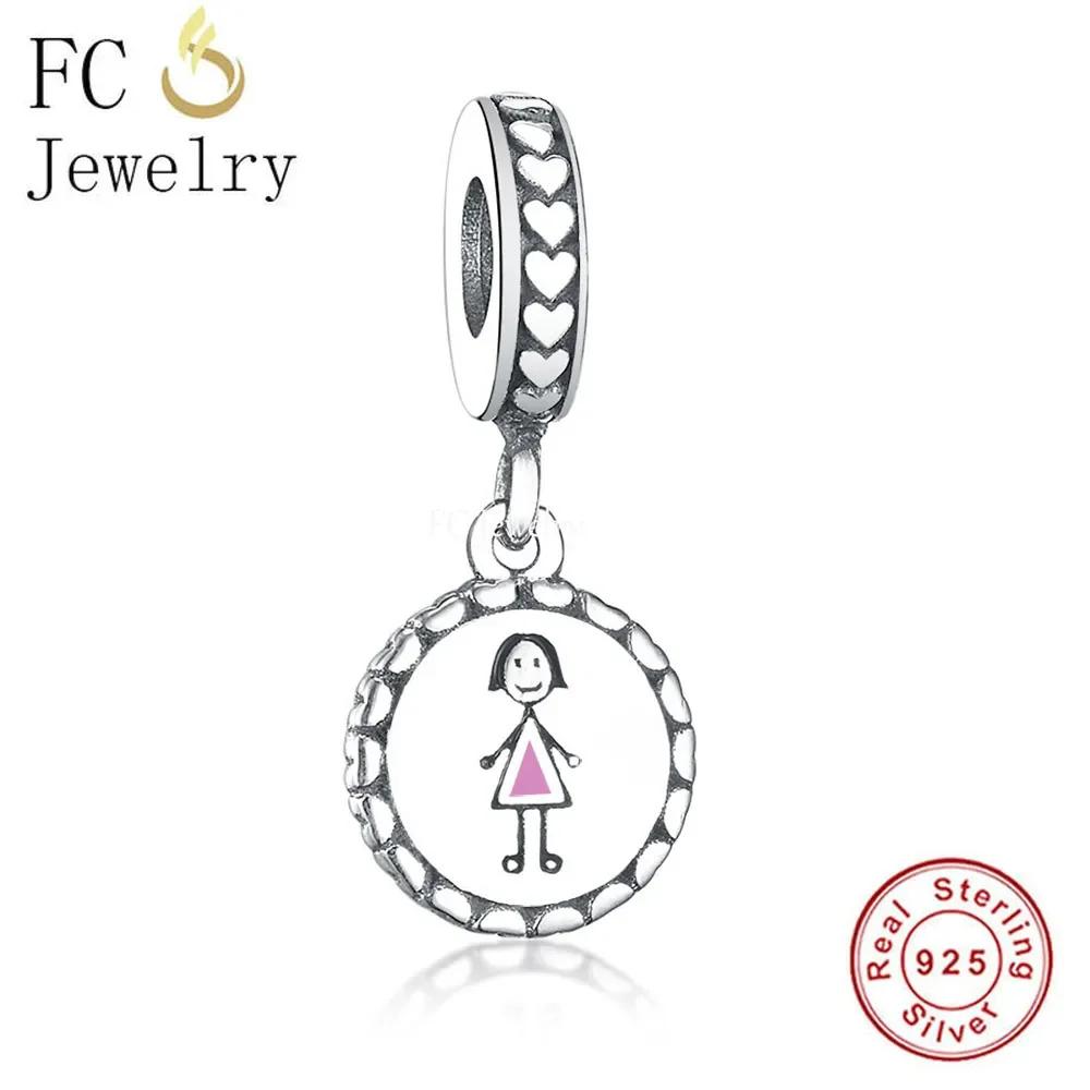 FC Jewelry Fit Original Pan Charms Bracelet Authentic 925 Silver Little Boy Girl Son Daughter Bead Pendant For Women Berloque