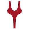 Womens Scoop Neck One Piece Swimsuit Sleeveless High Cut Backless Bodysuit Solid Color Swimwear