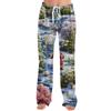 Ladies' Loose And Casual Christmas Printed Wide Leg Pants With Elastic Waistband Drawstring And Pocket Pants