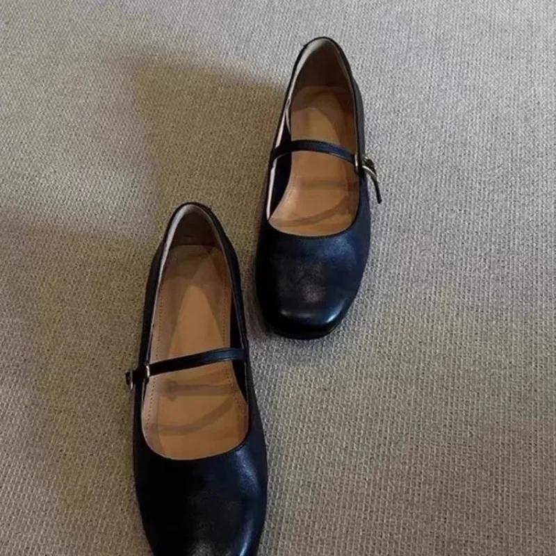 Fashion Ladies Shoes on Offer New Hot Sale Mary Janes Women's Flats Outdoor Daily Women Square Toe Buckle Strap Shallow Retro Flat Shoes