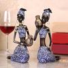 Resin African Female Figure Sculpture Tribal Women Statue for Decoration