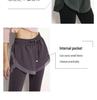 Breathable Sweat-Absorbent Faux Two-Piece Fitness Leggings for Yoga and Running