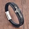 Cross Leather Rope Cowhide Men's Double Layer, Bracelet Braided Bracelet Handmade Multilayer Leather Bracelet