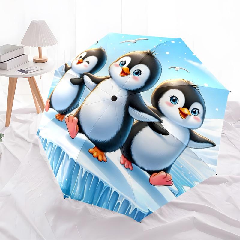 1pc Penguin Island Adventure Umbrella with Plastic Handle,Suitable for All Seasons Home Travel Outdoor UmbrellaDD1209