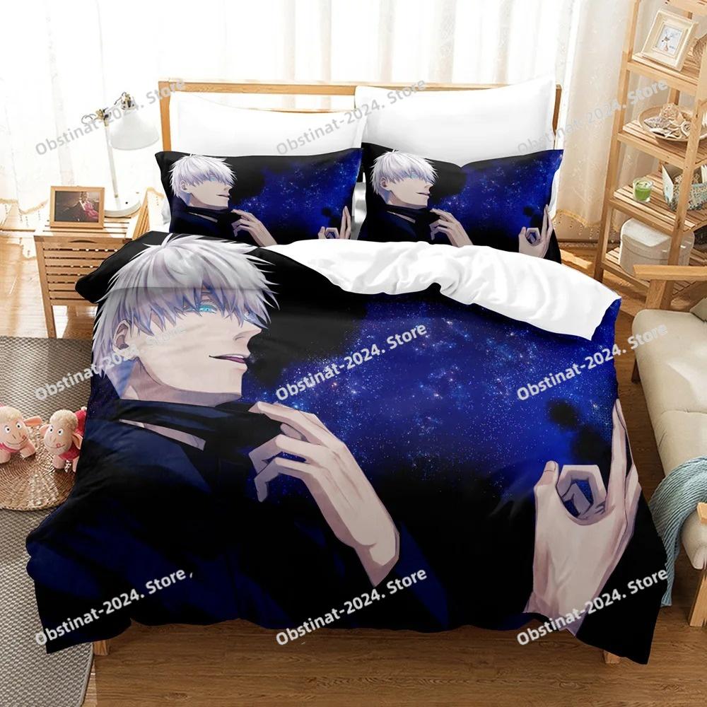 Jujutsu Kaisen Bedding Set Yuji Itadori Gojo Satoru Printed Duvet Cover Sheet Pillowcase Soft Quilt Cover Full Queen King Size