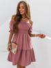 Women Off Shoulder Midi Dress Summer Sexy Short Solid Sleeve Ruffles Dresses Fashion Casual Holiday Sundress Loose Vestidos