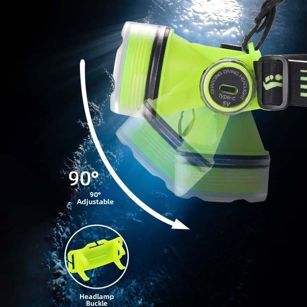Magnetic Switch Diving Headlamp 1200mAh Underwater Headlight Head Mounted Mining Lamp  Tent