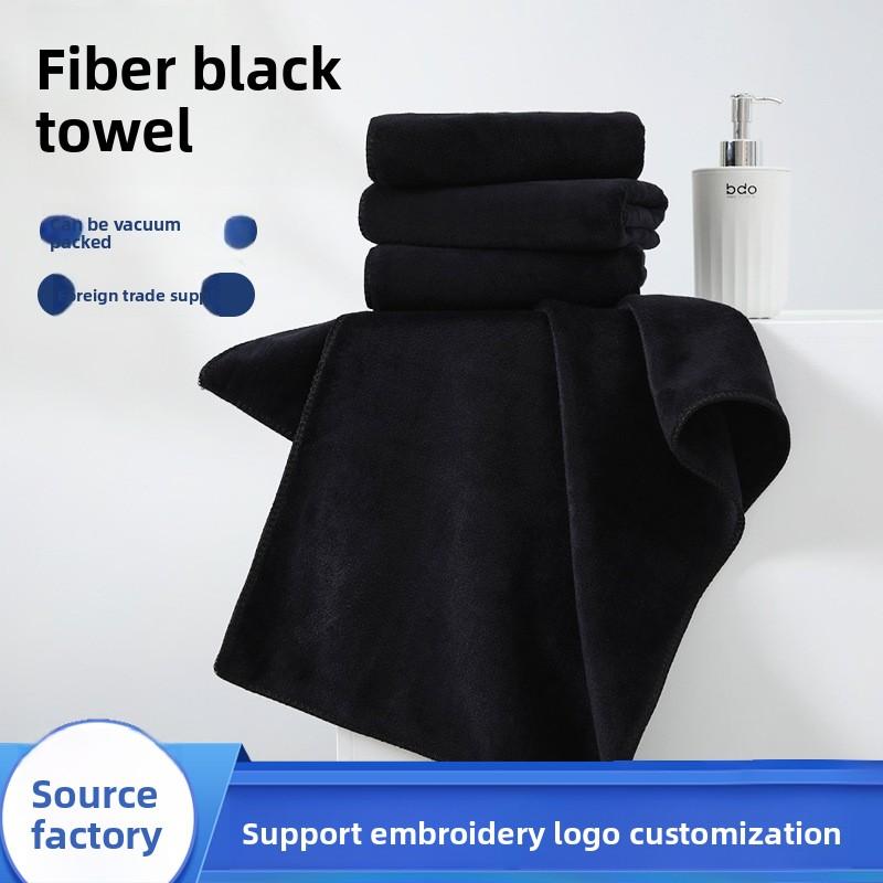 Microfiber Dry Hair Towel Edge-banded Printed Plain Weave CN Black Cross-Border Supply Vacuum-Packaged Sports Gym Customizable
