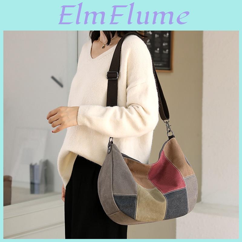 Canvas-Tote-Bag für Damen, gespleißt, mit großem Fassungsvermögen und Reißverschluss, für den Weg zur Arbeit