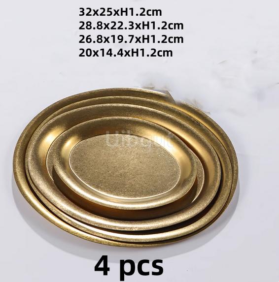 Retro old style classical stainless steel plate tableware snowflake gray style oval fish flat plate barbecue hot pot coffee tray