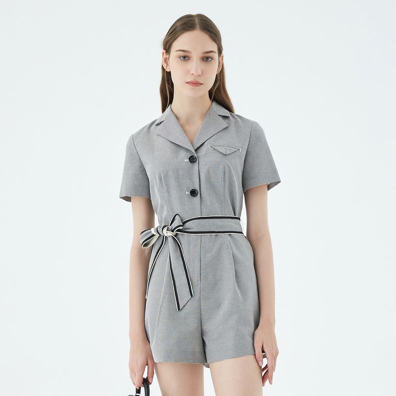 

Платье-футляр с завышенной талией А-силуэта в клетку с воротником Black and White grid 160/S/36