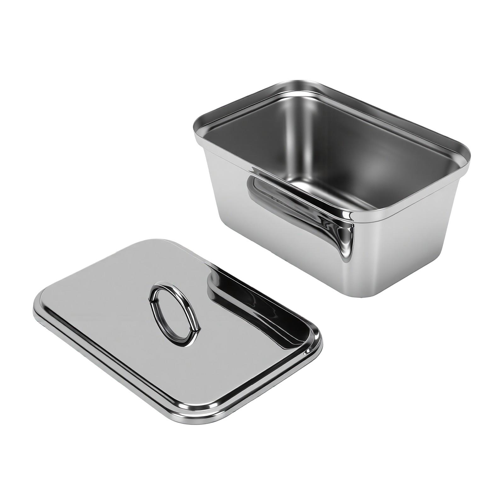 Contenant à beurre en acier inoxydable avec couvercle 600 ml Boîte à beurre et Crisper de stockage pour suif de bœuf pour le plan de travail de la cuisine gray