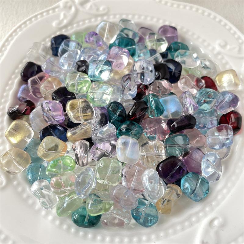 20Pcs  Irregular Square Shape  Glass Loose Beads Charms For Jewelry Making Diy Bracelet Earrings Accessories