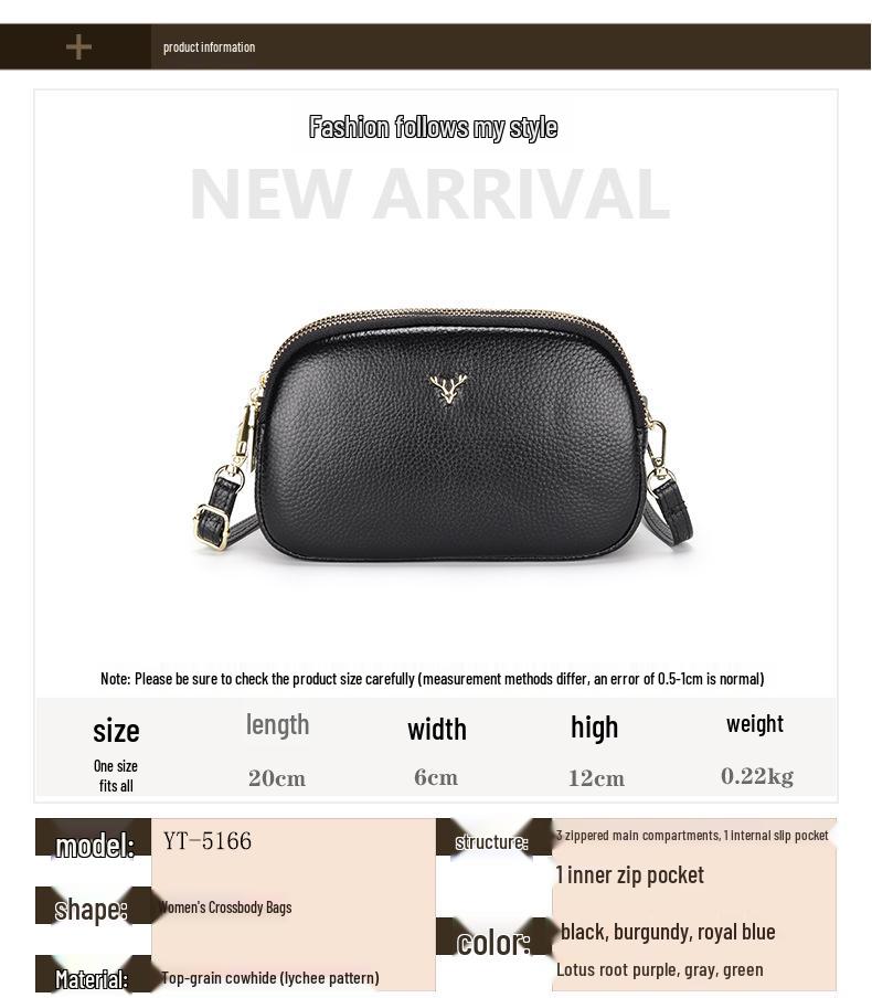 2025 Women's Soft Leather Three-Layer Shoulder Crossbody Bag - New Fashion Style for Mothers