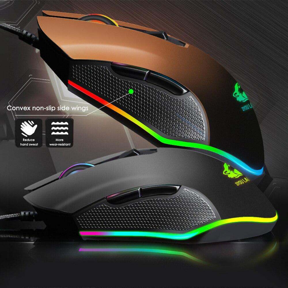 Gaming Mouse Wired USB Optical Computer Mice with RGB Backlit 3 Adjustable DPI Ergonomic Gamer Laptop PC Mouse with 6 Buttons