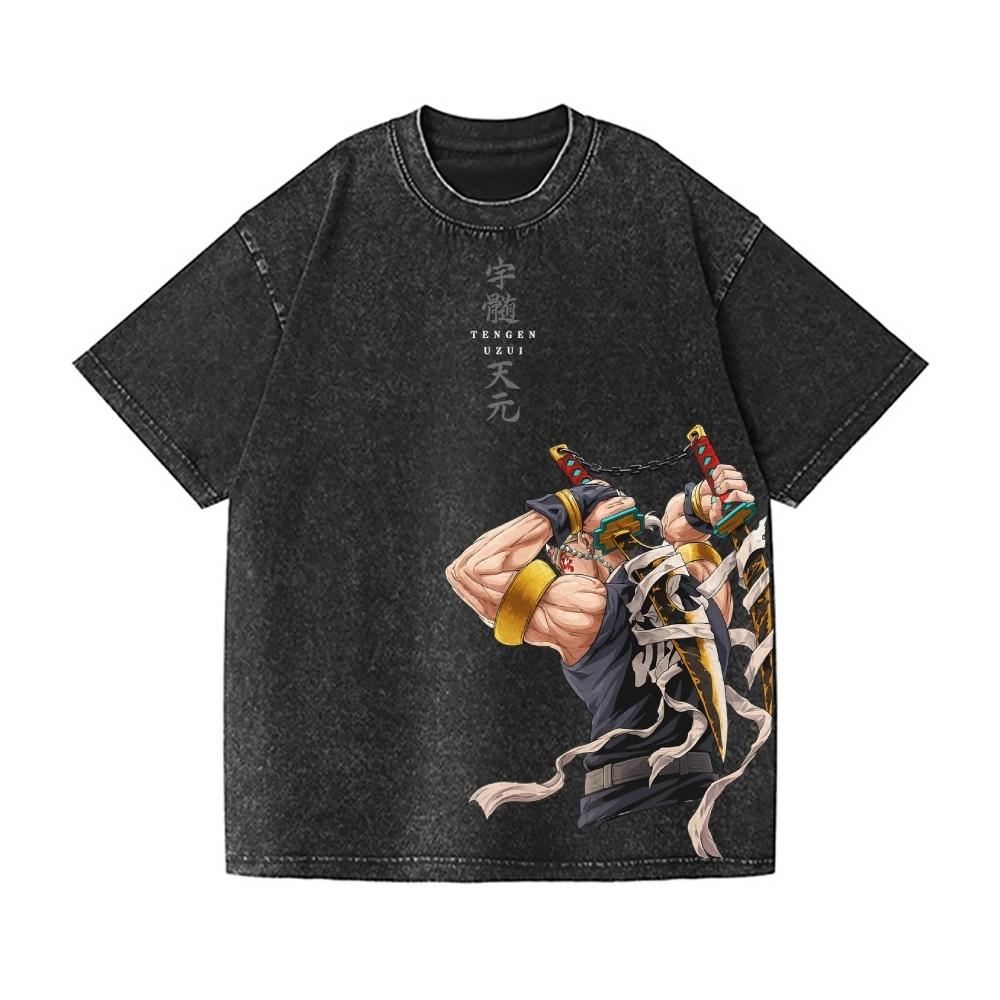 

Demon Slayer Vintage Wash Japanese Design T-Shirt Streetwear Is Suitable for Both Summer Men and Women S