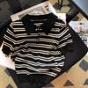 Camicie Casual Estive a Righe da Donna Manica Corta Maglia Slim Top