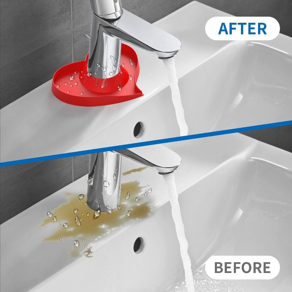 Silicone Diversion Drain Pad Heart Shape Drip Catcher Mat New Faucet Splash Plate  Bathroom