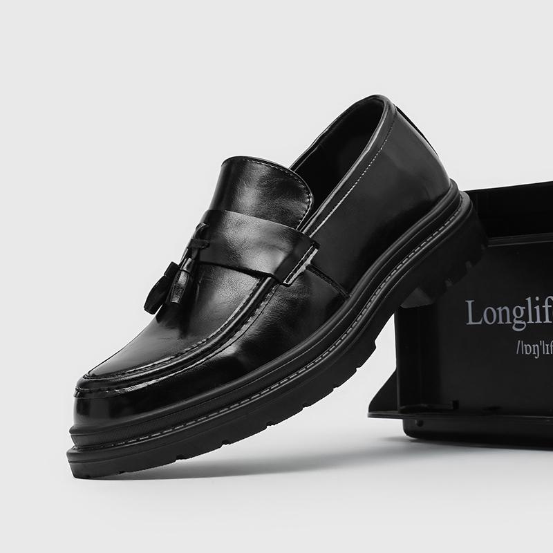 Fashion New Fashion Business Shoes Thick Bottom Leather Men's Loafers Non-Slip Casual Shoes Handmade Slip On Classic Male Driving Shoes