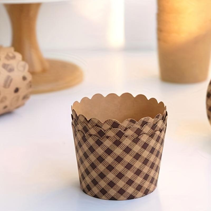 

50 шт., одноразовые стаканчики для кексов, коричневые стаканчики для кексов, твердые бумажные вкладыши для кексов, десертные стаканчики, инструменты для выпечки, кухонные аксессуары, предметы домашней кухни 3
