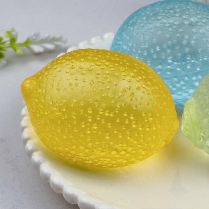Lemon Stress Relief Squishy Ball Soft Squeeze Fidget Toy 1 Piece 3 Colors for Kids Adults School Travel Gift