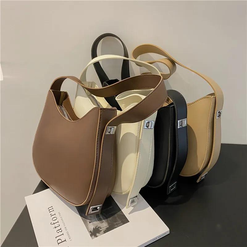 Casual High-end Women's Bag Armpit Bag Summer Simple and Trendy with Lock Texture Large Capacity Shoulder Bag Versatile