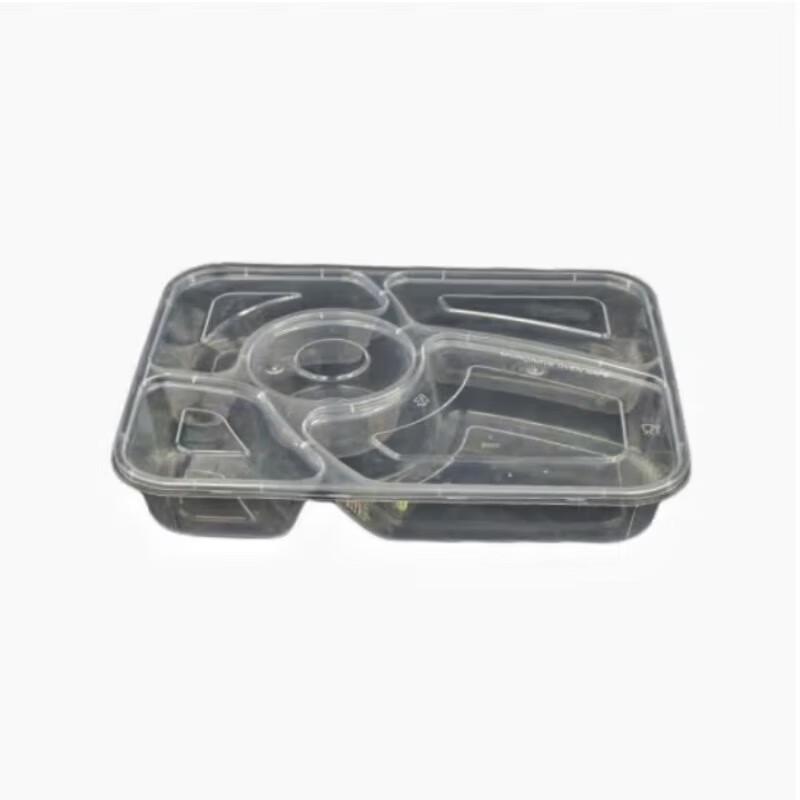 Wheat Straw Disposable 5-Compartment Lunch Box Set