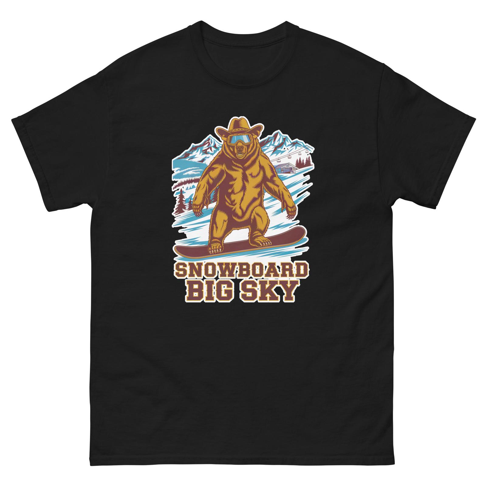 Snowboard Big Sky Grizzly Bear USA Snowboarding Animal T-Shirt S