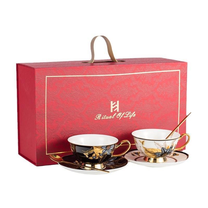 Luxury Retro Bone China Coffee Cup & Saucer Set - Elegant Gift Box, Perfect for Afternoon Tea or Souvenirs