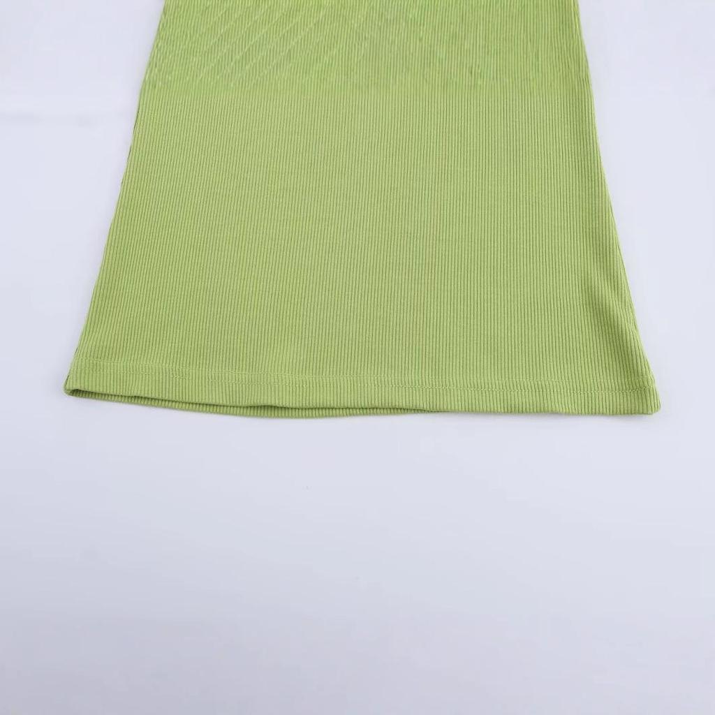 2025 Spring Women's European-American Ribbed Cotton Knitted Vest