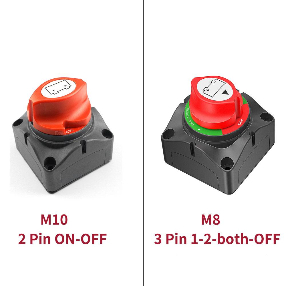 Întrerupător Baterie Auto DaierTek 48V 24V 12V Deconectare 2 Poziții 2 Pini M10 275A Întrerupător Conexiune Baterie Pentru Barcă Marină