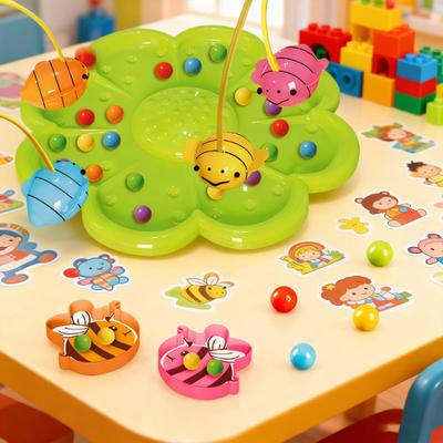 סט אחד משחק דיג קטיף שעועית דבורה מגנט ללכידת חרוזים משחק שולחני עם סרט ראש ילדים הורים מסיבת משפחה צעצוע חינוכי אינטראקטיבי