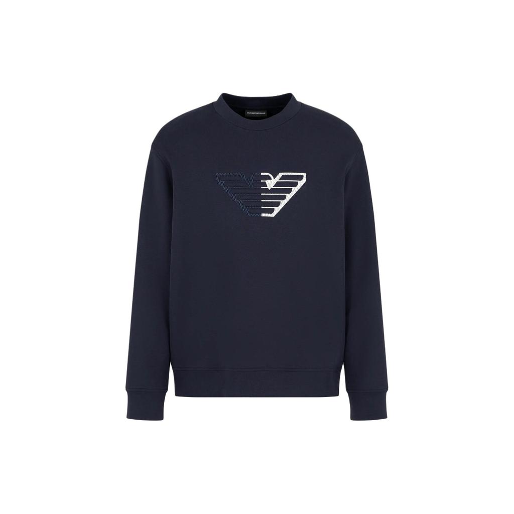 EMPORIO ARMANI Double jersey Sweatshirt With Embossed Oversized Eagle On A Chevron Background 6D1M76-1JHSZ-0920